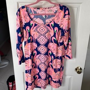 Scoopneck Lilly Pulitzer dress in size large great print for summer-good cond.